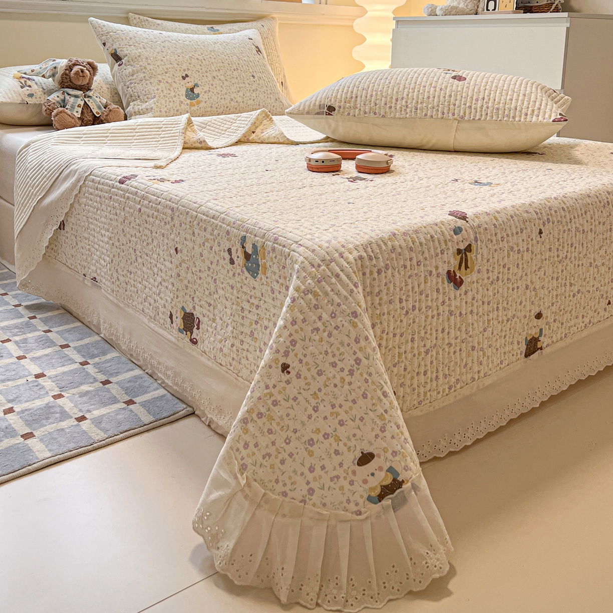 91家纺网 家纺一手货源 找家纺 舒居家纺 2026春夏新款花边款全棉印花单床盖 床盖单件（第一批） 碎花学院