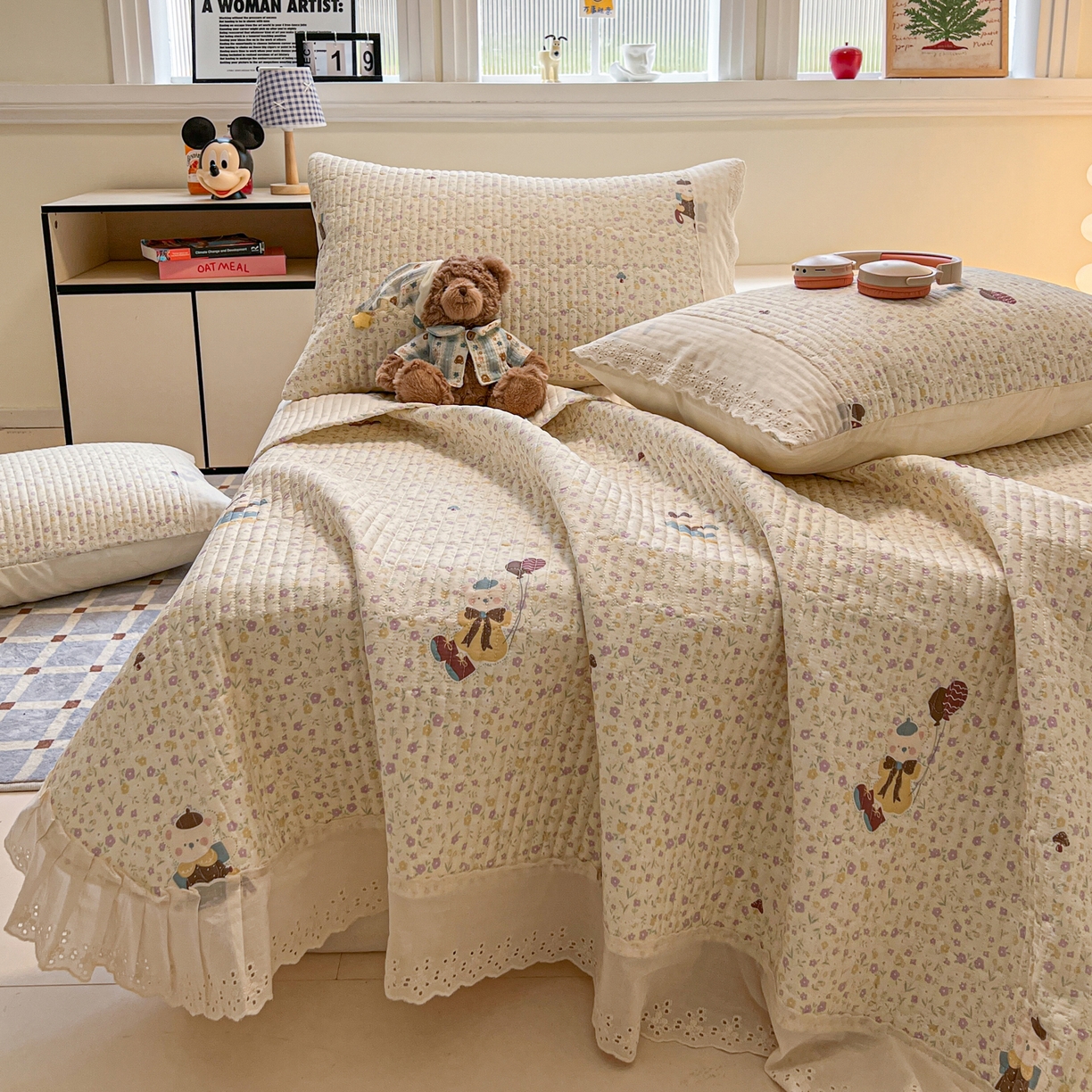 91家纺网 家纺一手货源 找家纺 舒居家纺 2026春夏新款花边款全棉印花单床盖 床盖单件（第一批） 碎花学院