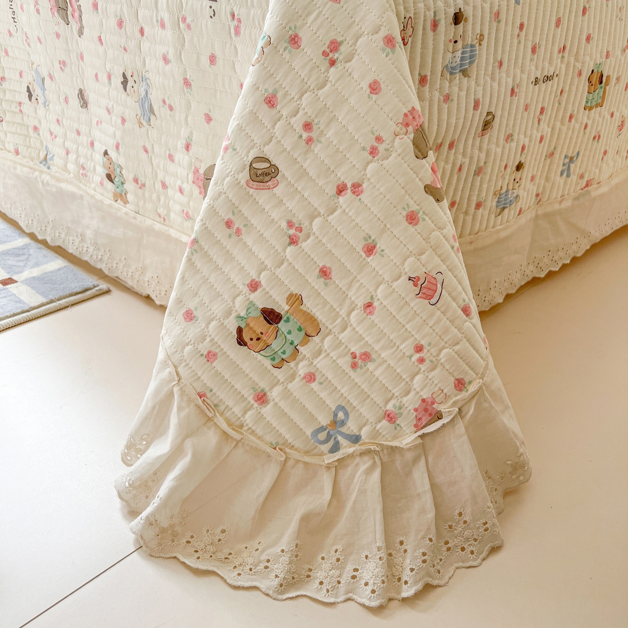 91家纺网 家纺一手货源 找家纺 舒居家纺 2026春夏新款花边款全棉印花单床盖 床盖单件（第一批） 宠物家族