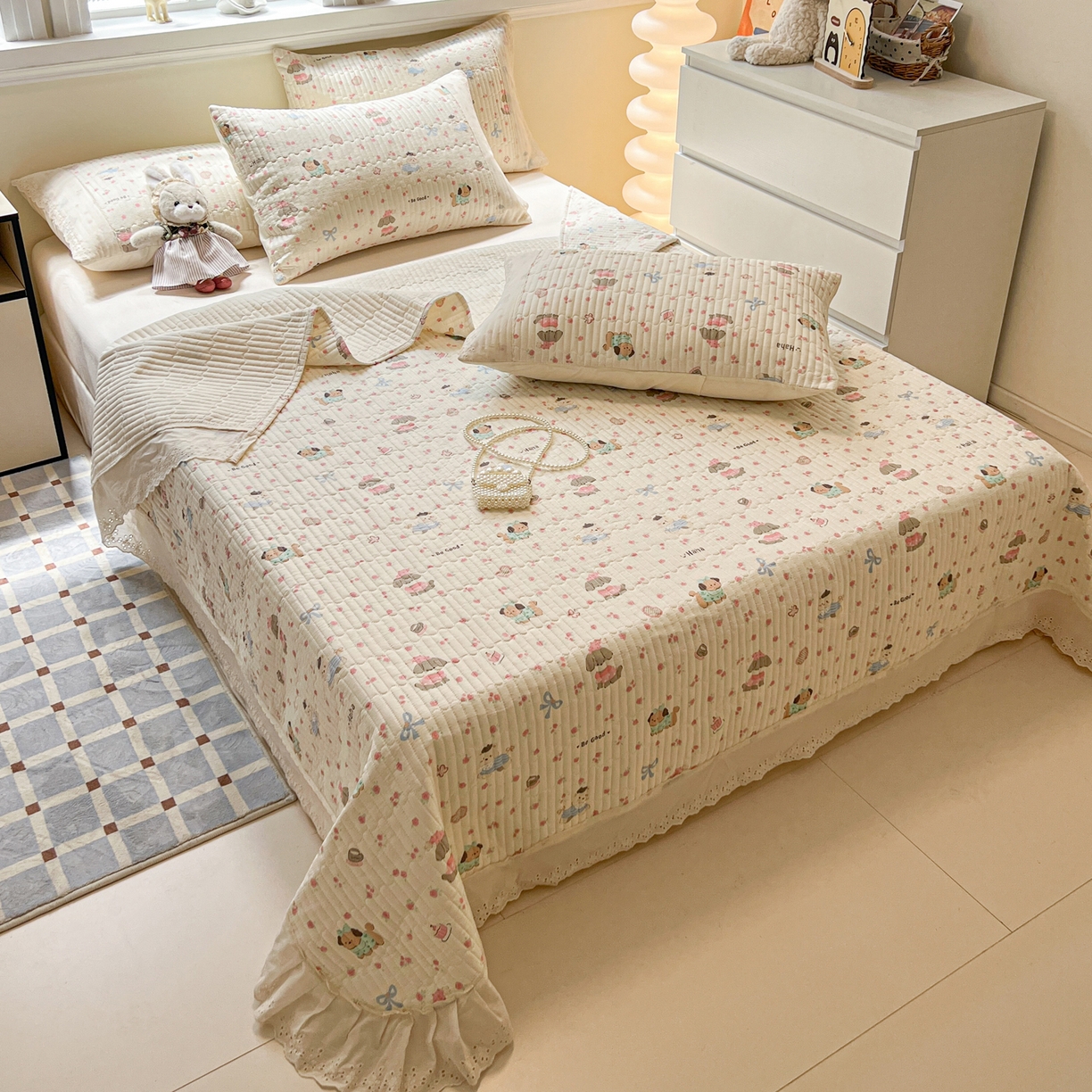 91家纺网 家纺一手货源 找家纺 舒居家纺 2026春夏新款花边款全棉印花单床盖 床盖单件（第一批） 宠物家族