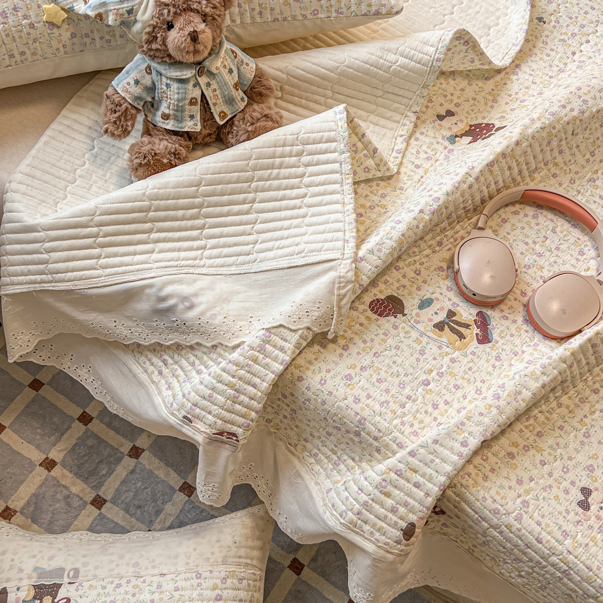 91家纺网 家纺一手货源 找家纺 舒居家纺 2026春夏新款花边款全棉印花单床盖 床盖单件（第一批） 碎花学院