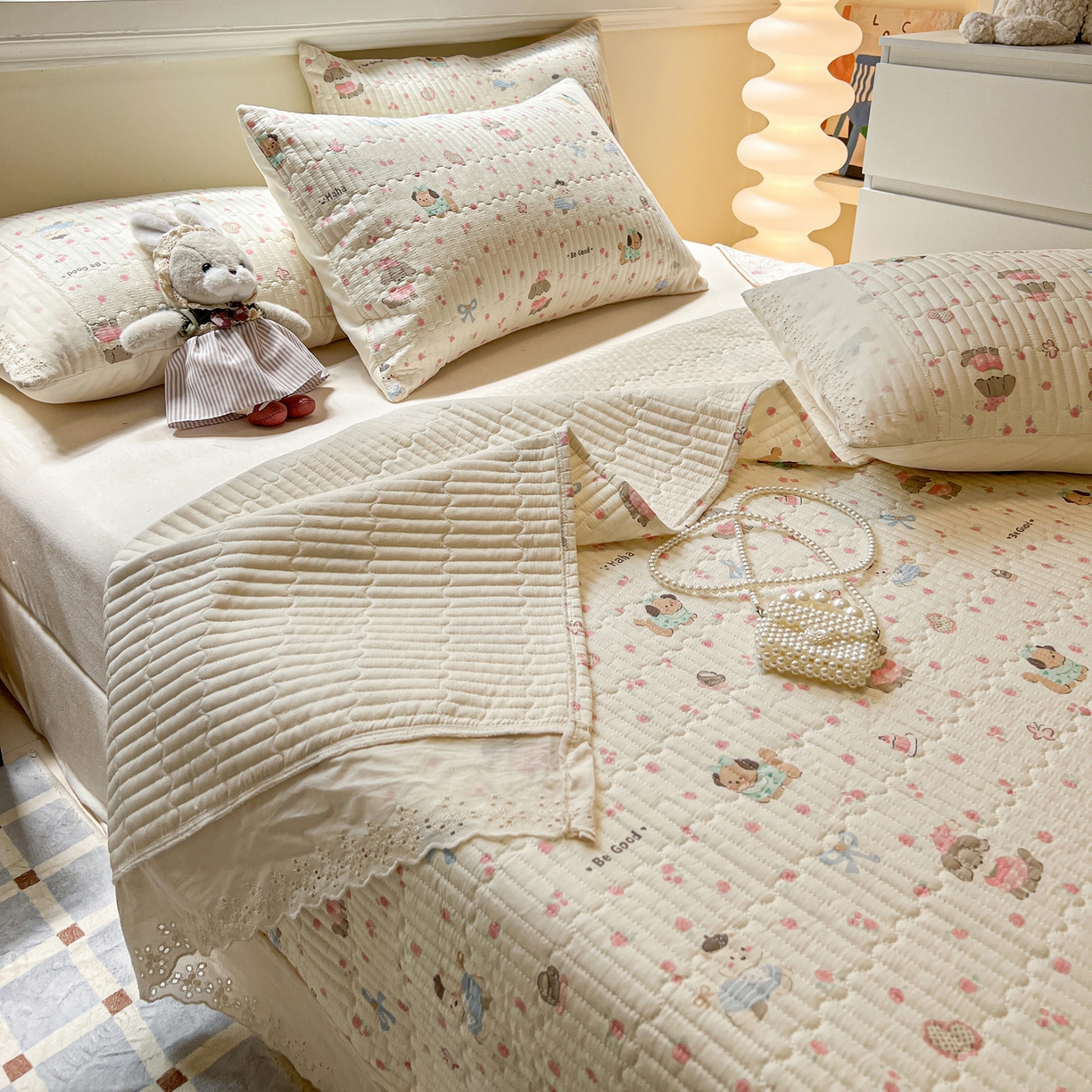 91家纺网 家纺一手货源 找家纺 舒居家纺 2026春夏新款花边款全棉印花单床盖 床盖单件（第一批） 宠物家族