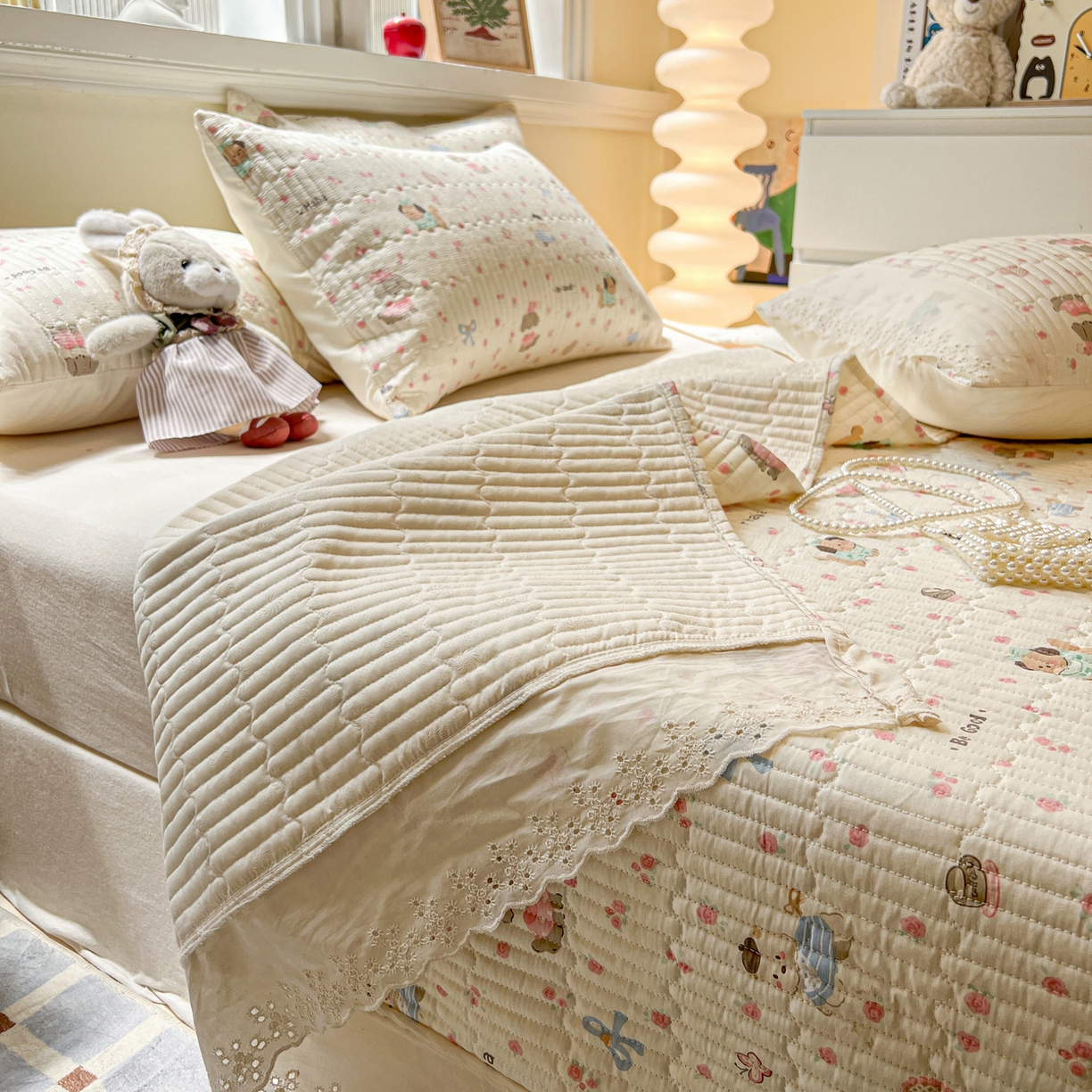 91家纺网 家纺一手货源 找家纺 舒居家纺 2026春夏新款花边款全棉印花单床盖 床盖单件（第一批） 宠物家族