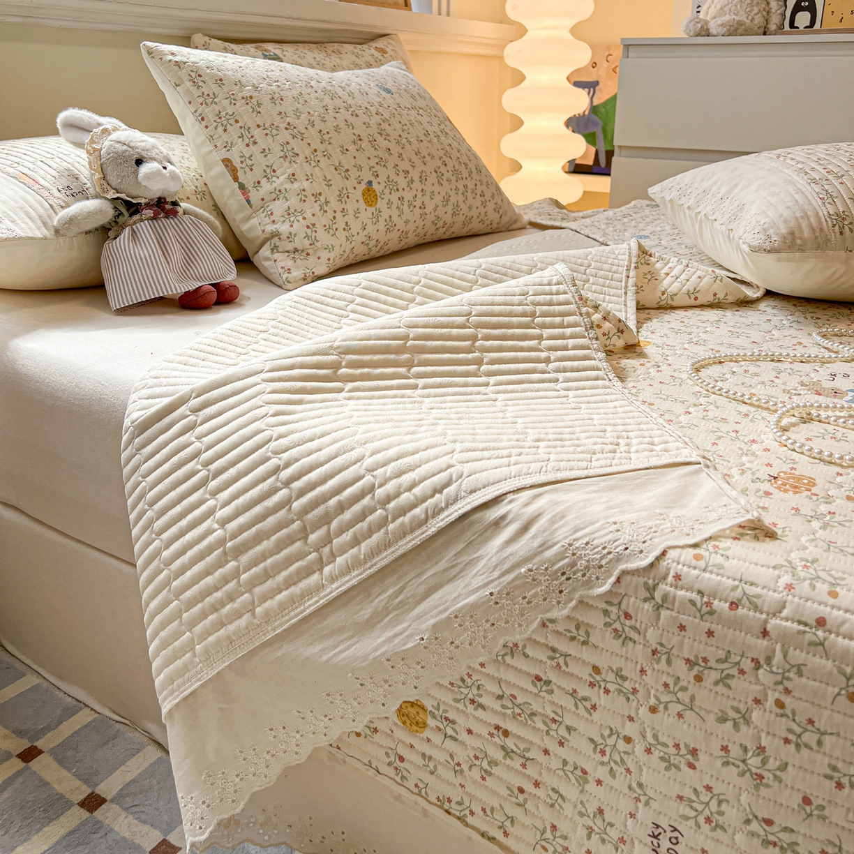 91家纺网 家纺一手货源 找家纺 舒居家纺 2026春夏新款花边款全棉印花单床盖 床盖单件（第一批） 萌系乐园