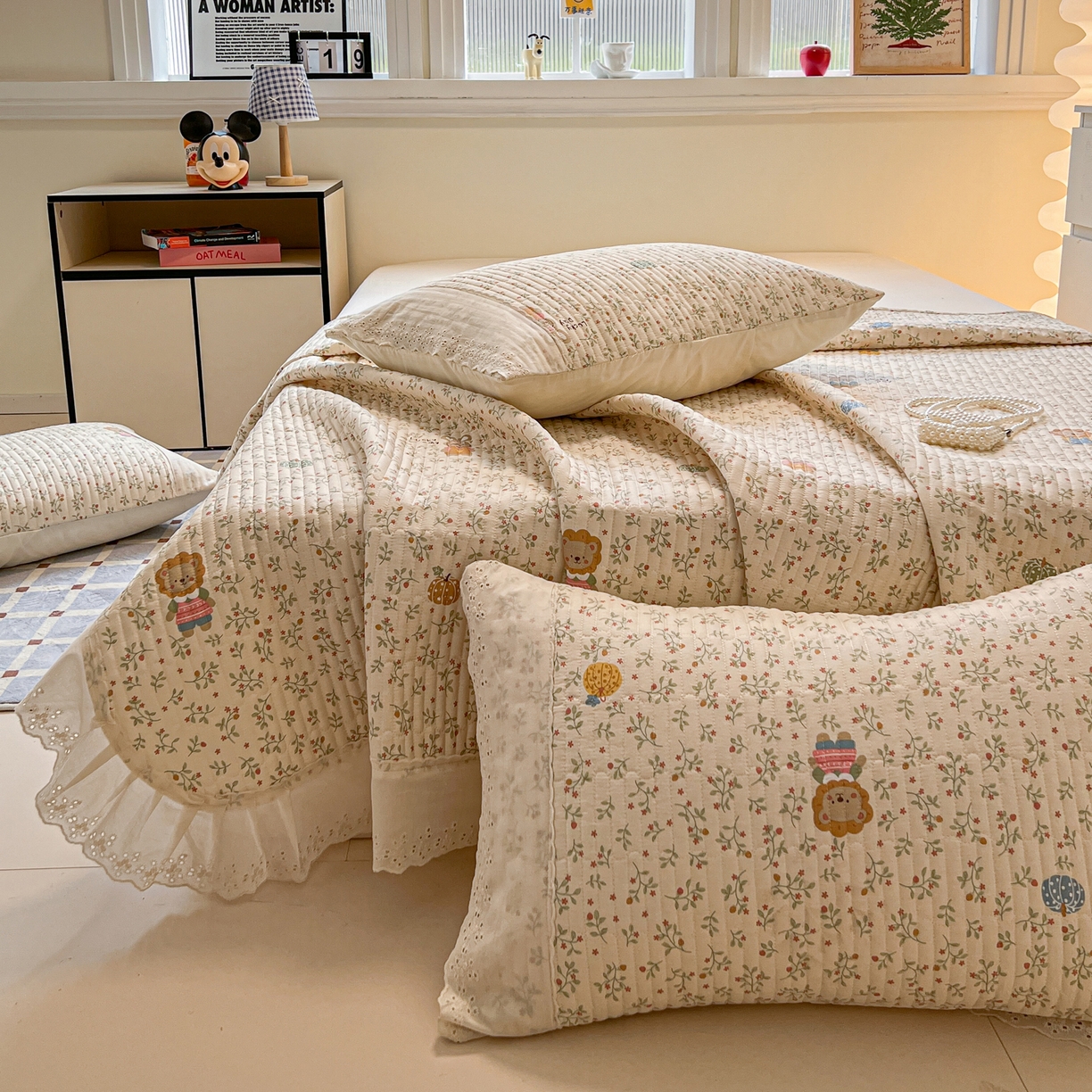 91家纺网 家纺一手货源 找家纺 舒居家纺 2026春夏新款花边款全棉印花单床盖 床盖单件（第一批） 萌系乐园