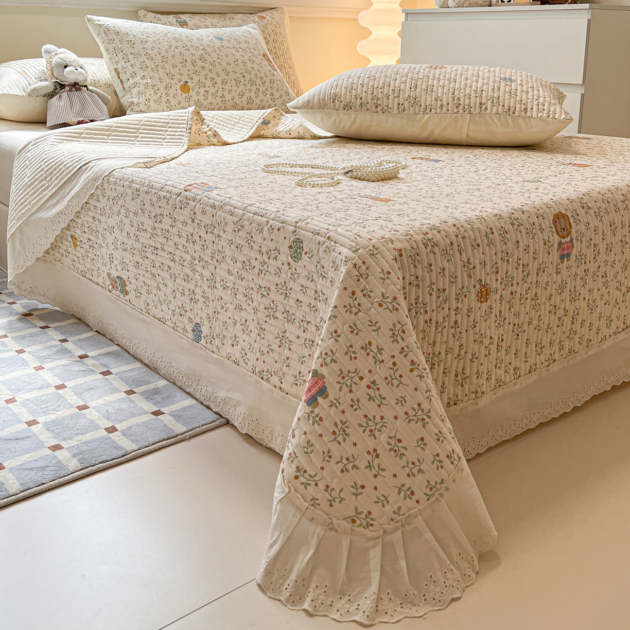 91家纺网 家纺一手货源 找家纺 舒居家纺 2026春夏新款花边款全棉印花单床盖 床盖单件（第一批） 萌系乐园