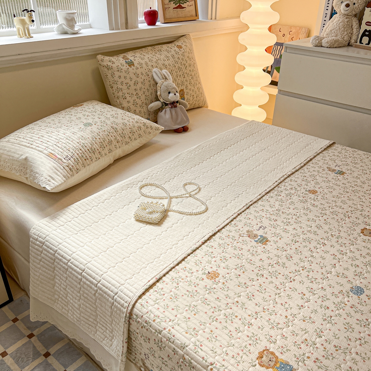 91家纺网 家纺一手货源 找家纺 舒居家纺 2026春夏新款花边款全棉印花单床盖 床盖单件（第一批） 萌系乐园