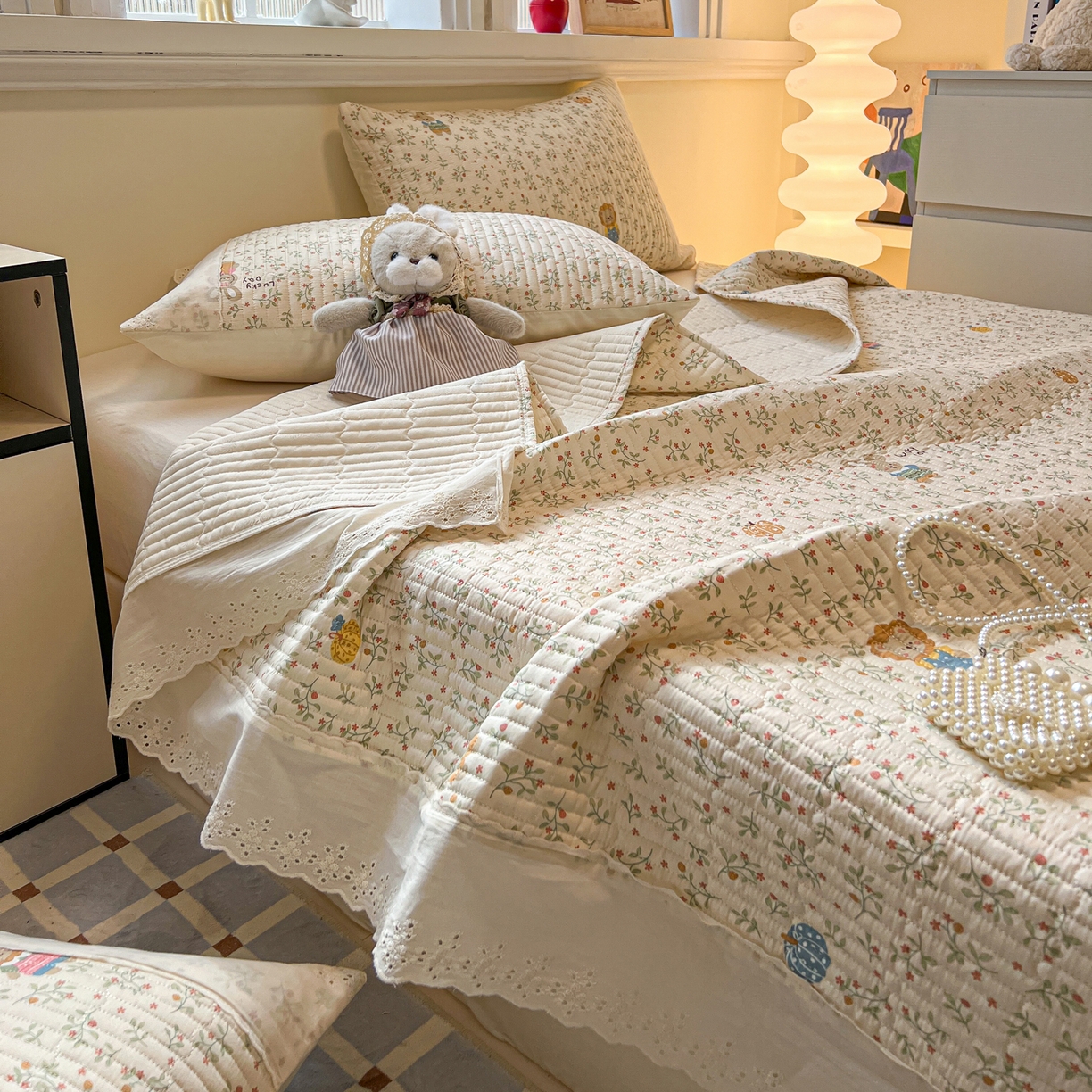 91家纺网 家纺一手货源 找家纺 舒居家纺 2026春夏新款花边款全棉印花单床盖 床盖单件（第一批） 萌系乐园