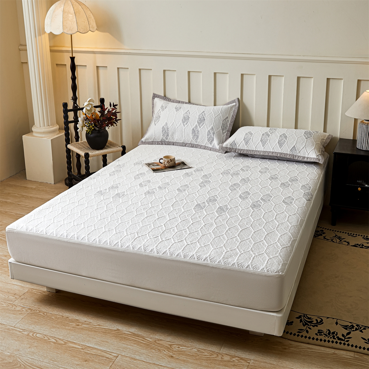 91家纺网 家纺一手货源 找家纺 （总）耐思家纺 2026新款高端三明治硅胶复合PE乙纶提花冰豆豆凉席空调席韩版NIS系列（提供买家秀）床笠款