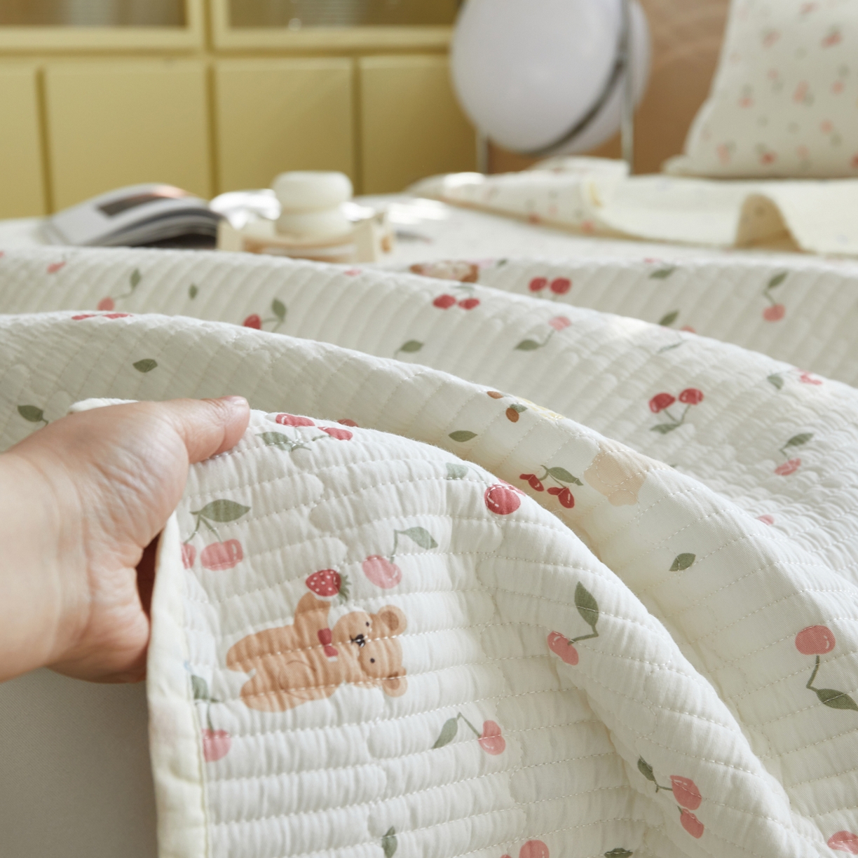 91家纺网 家纺一手货源 找家纺 舒居家纺 2026春夏新款双面全棉单床盖 床盖单件 花季少女