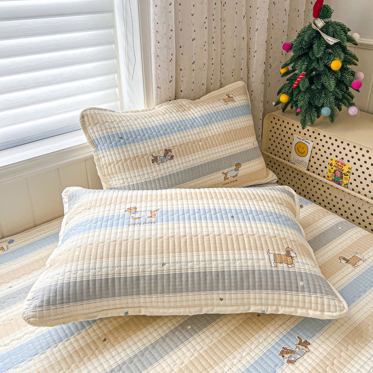 91家纺网 家纺一手货源 找家纺 舒居家纺 2026春夏新款双面全棉单床盖 床盖单件 奔跑小狗