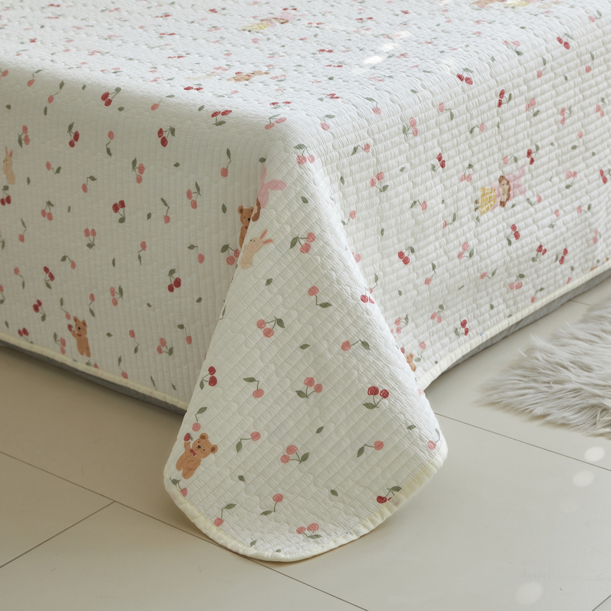 91家纺网 家纺一手货源 找家纺 舒居家纺 2026春夏新款双面全棉单床盖 床盖单件 花季少女