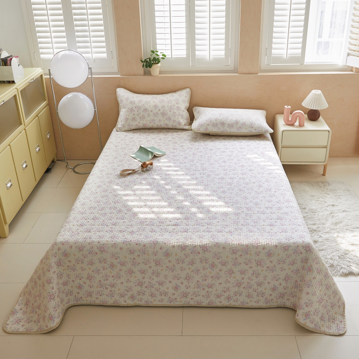 舒居家纺 2026春夏新款双面全棉单床盖 床盖单件 洛琳-粉