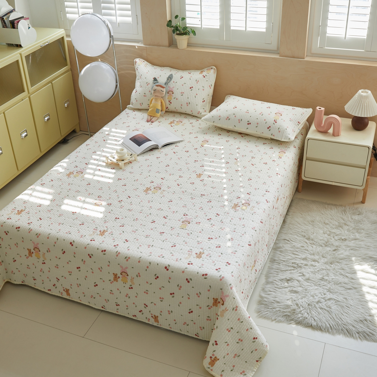 91家纺网 家纺一手货源 找家纺 舒居家纺 2026春夏新款双面全棉单床盖 床盖单件 花季少女