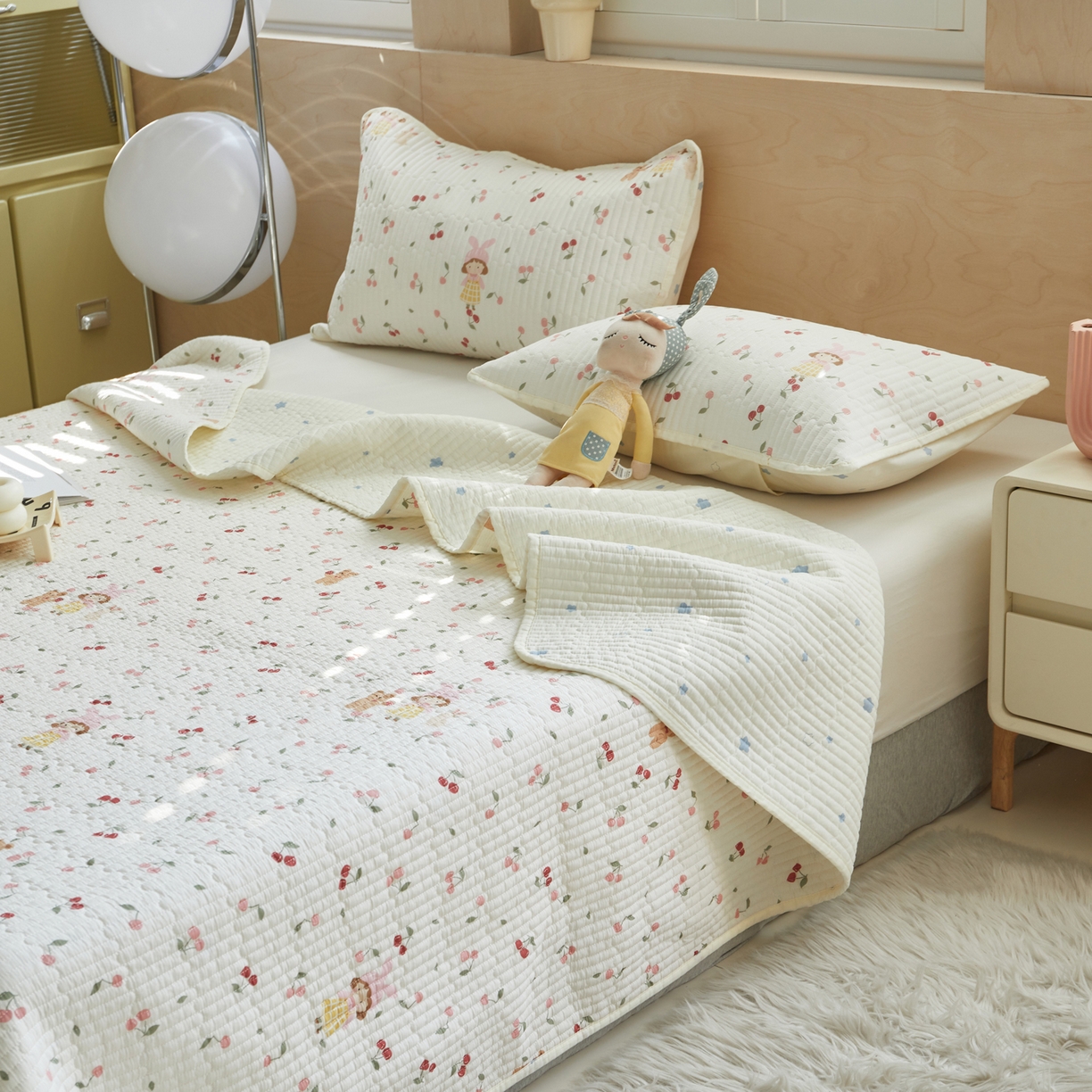 91家纺网 家纺一手货源 找家纺 舒居家纺 2026春夏新款双面全棉单床盖 床盖单件 花季少女