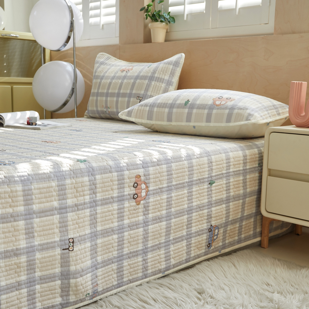 91家纺网 家纺一手货源 找家纺 舒居家纺 2026春夏新款双面全棉单床盖 床盖单件 小汽车