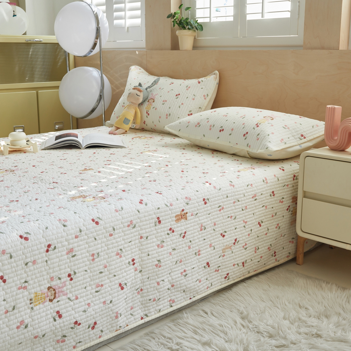 91家纺网 家纺一手货源 找家纺 舒居家纺 2026春夏新款双面全棉单床盖 床盖单件 花季少女