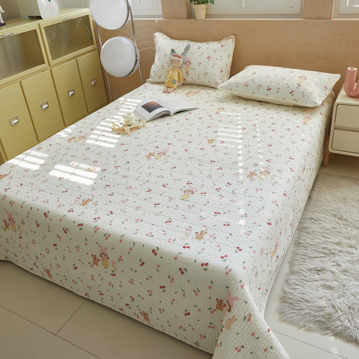 91家纺网 家纺一手货源 找家纺 舒居家纺 2026春夏新款双面全棉单床盖 床盖单件 花季少女