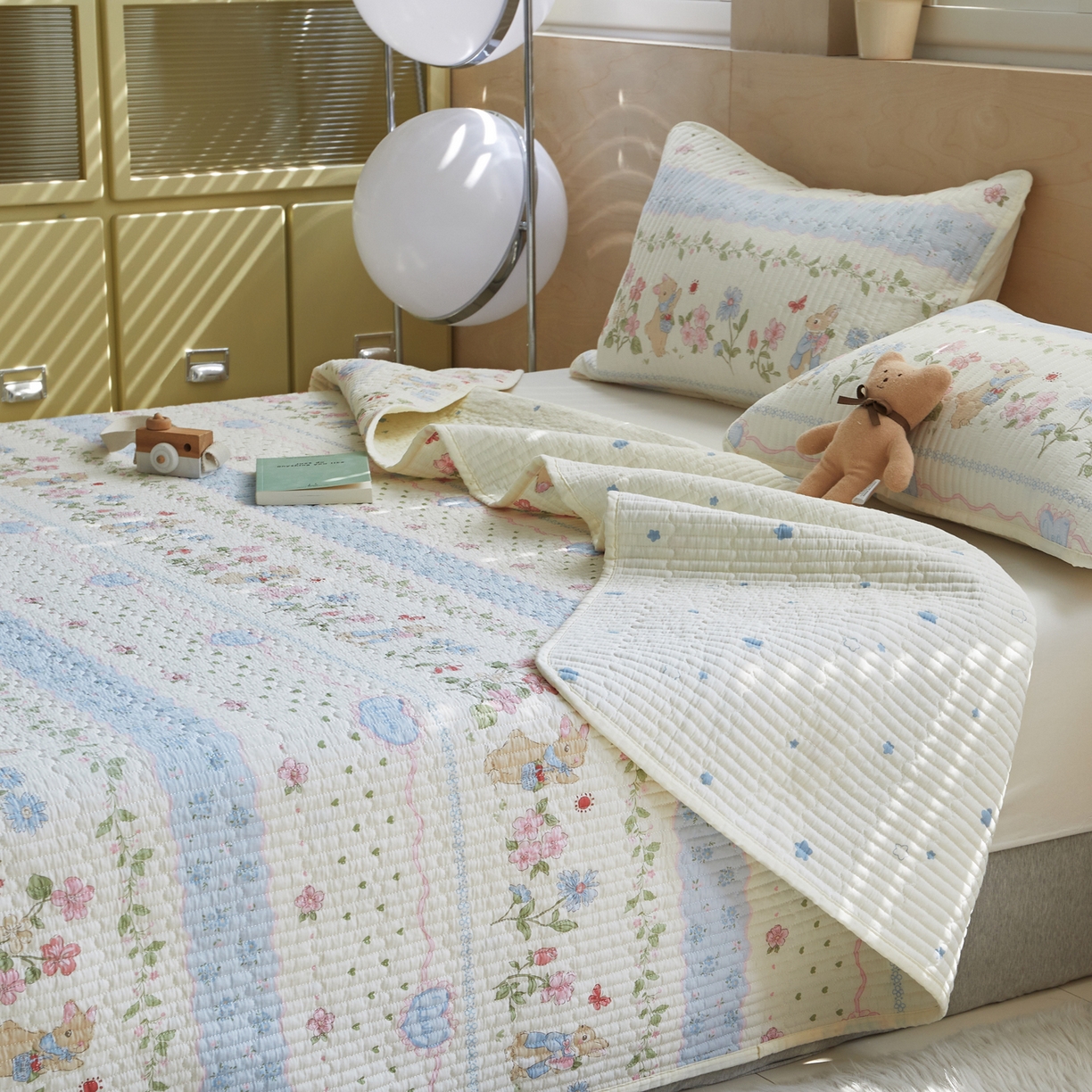 91家纺网 家纺一手货源 找家纺 舒居家纺 2026春夏新款双面全棉单床盖 床盖单件 兔兔乐园