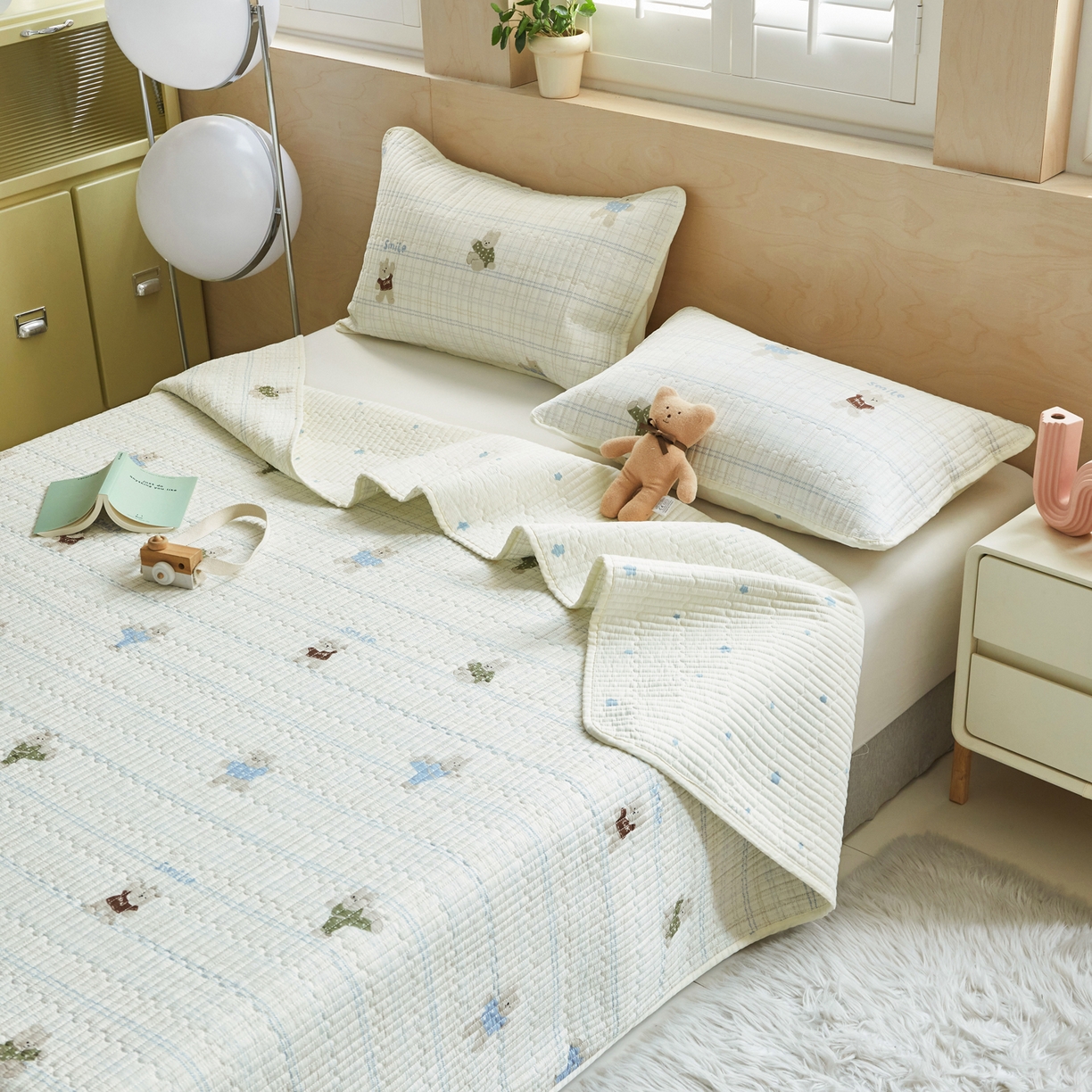 91家纺网 家纺一手货源 找家纺 舒居家纺 2026春夏新款双面全棉单床盖 床盖单件 比利小熊