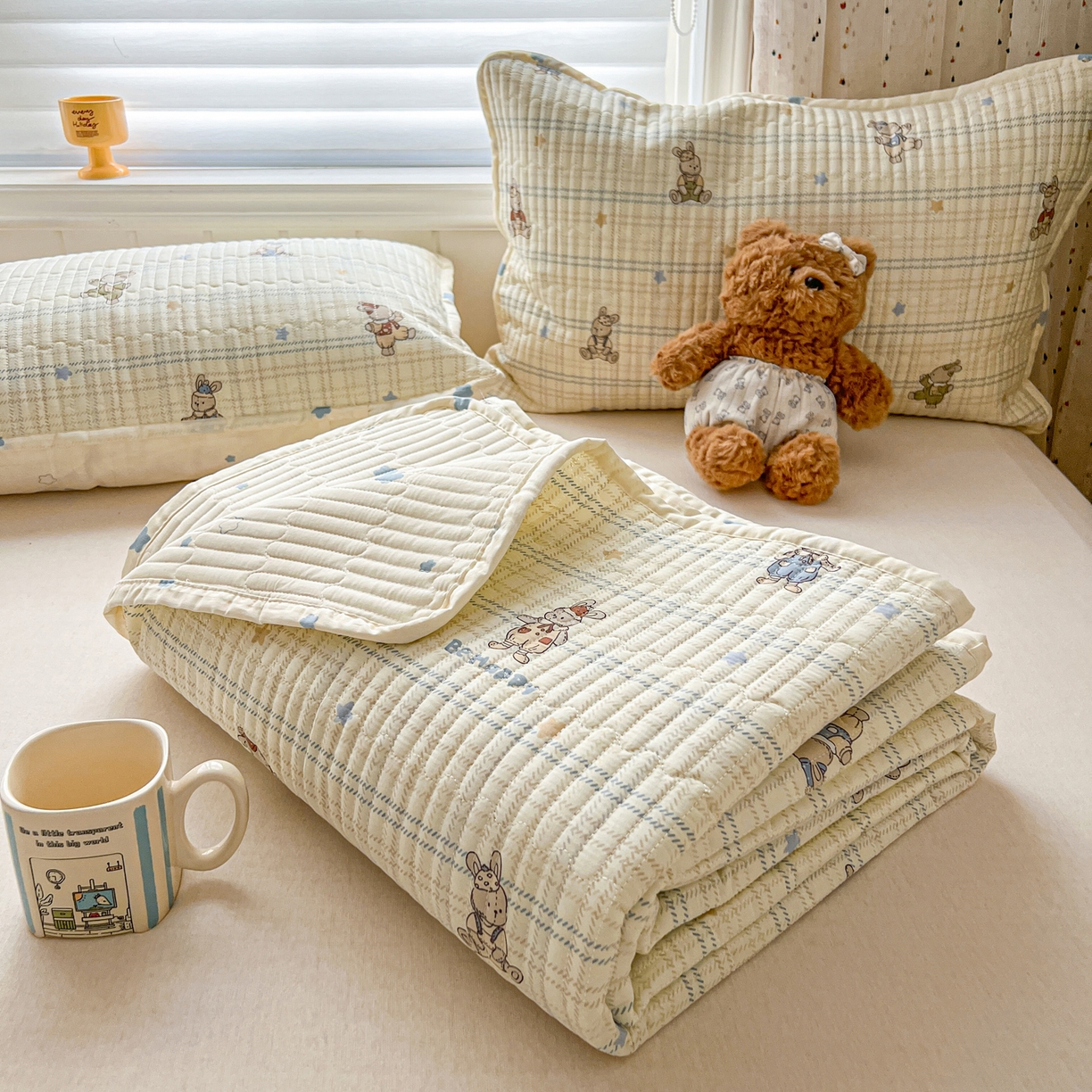 91家纺网 家纺一手货源 找家纺 舒居家纺 2026春夏新款双面全棉单床盖 床盖单件 组合图仅供展示不可下单