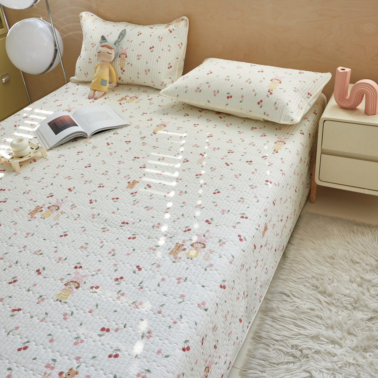 91家纺网 家纺一手货源 找家纺 舒居家纺 2026春夏新款双面全棉单床盖 床盖单件 花季少女