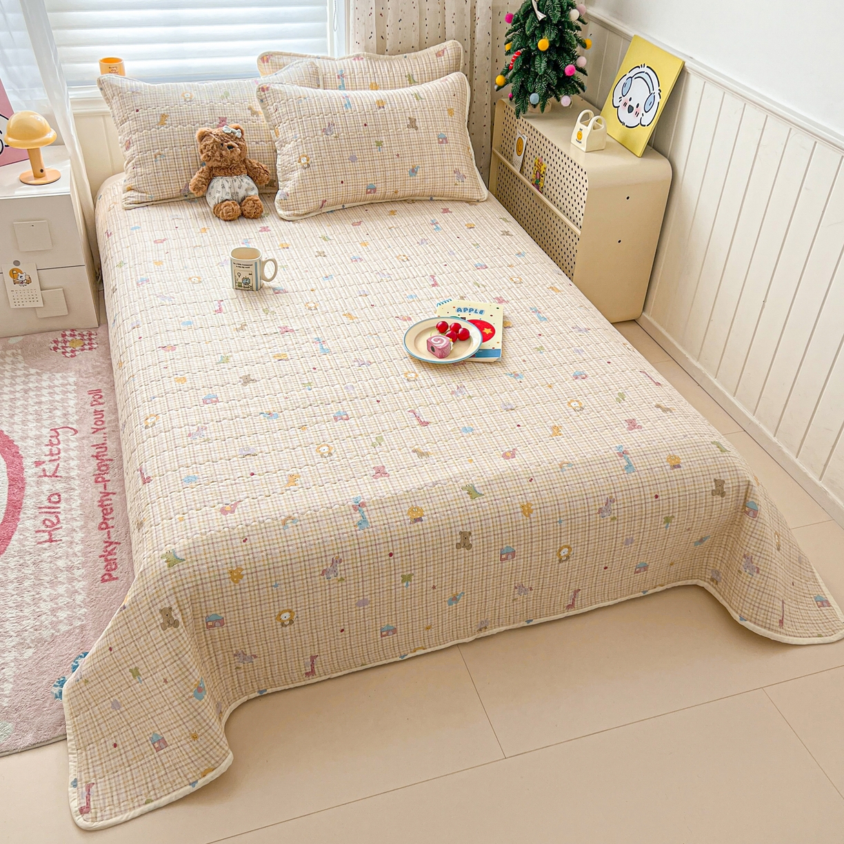 91家纺网 家纺一手货源 找家纺 舒居家纺 2026春夏新款双面全棉单床盖 床盖单件 半暖时光