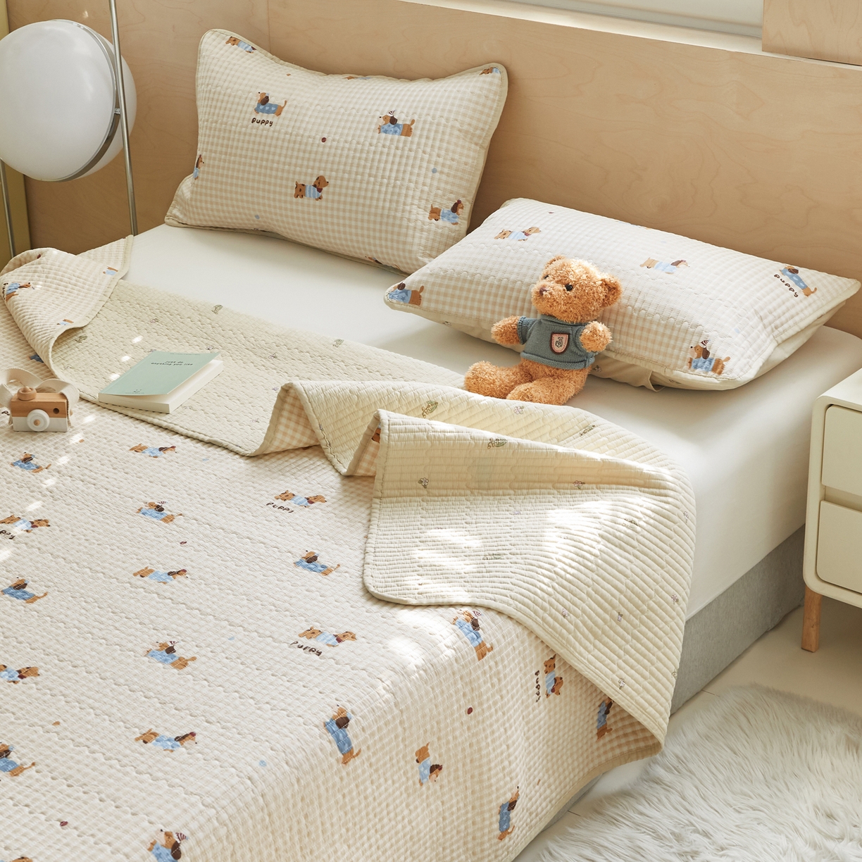 91家纺网 家纺一手货源 找家纺 舒居家纺 2026春夏新款双面全棉单床盖 床盖单件 俏皮狗