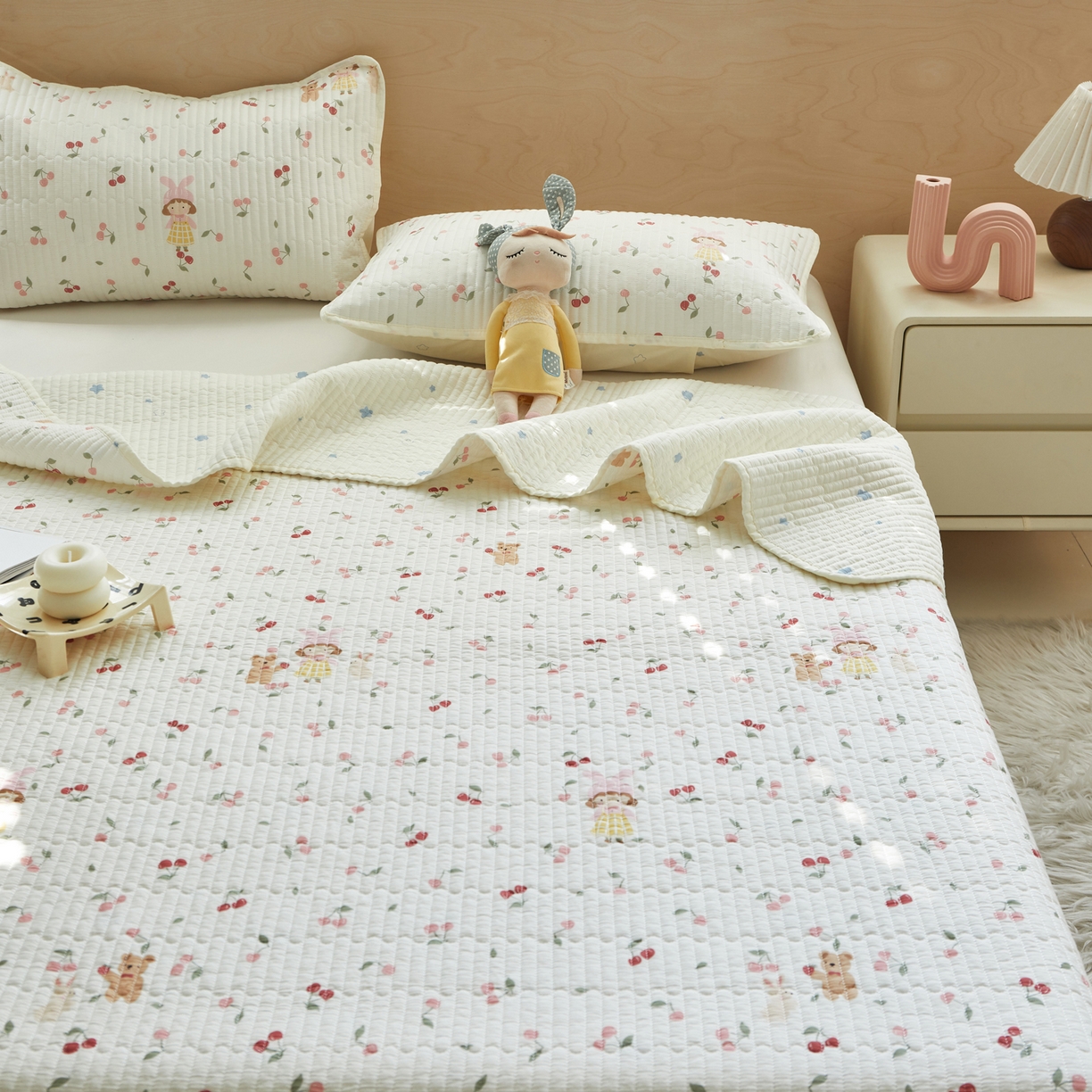 91家纺网 家纺一手货源 找家纺 舒居家纺 2026春夏新款双面全棉单床盖 床盖单件 花季少女