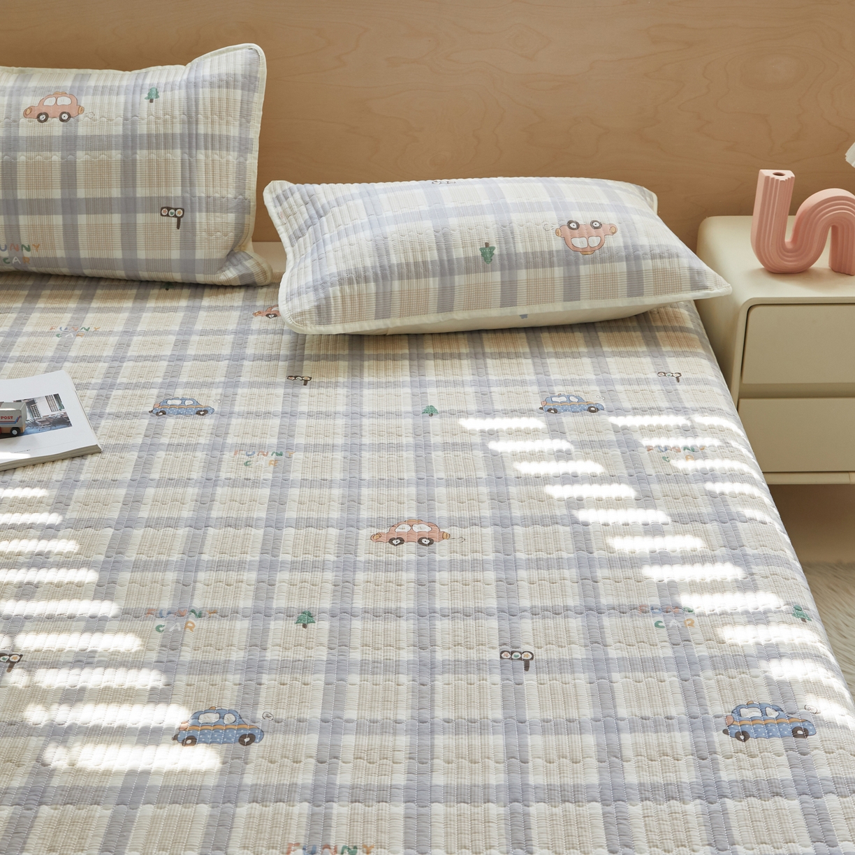 91家纺网 家纺一手货源 找家纺 舒居家纺 2026春夏新款双面全棉单床盖 床盖单件 小汽车