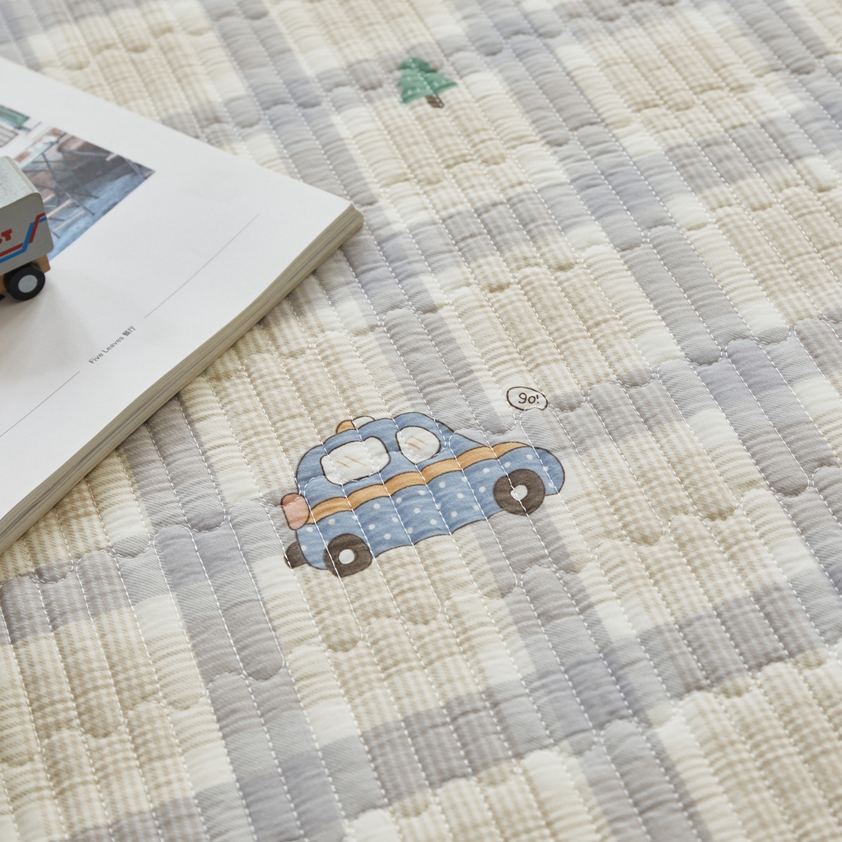 91家纺网 家纺一手货源 找家纺 舒居家纺 2026春夏新款双面全棉单床盖 床盖单件 小汽车