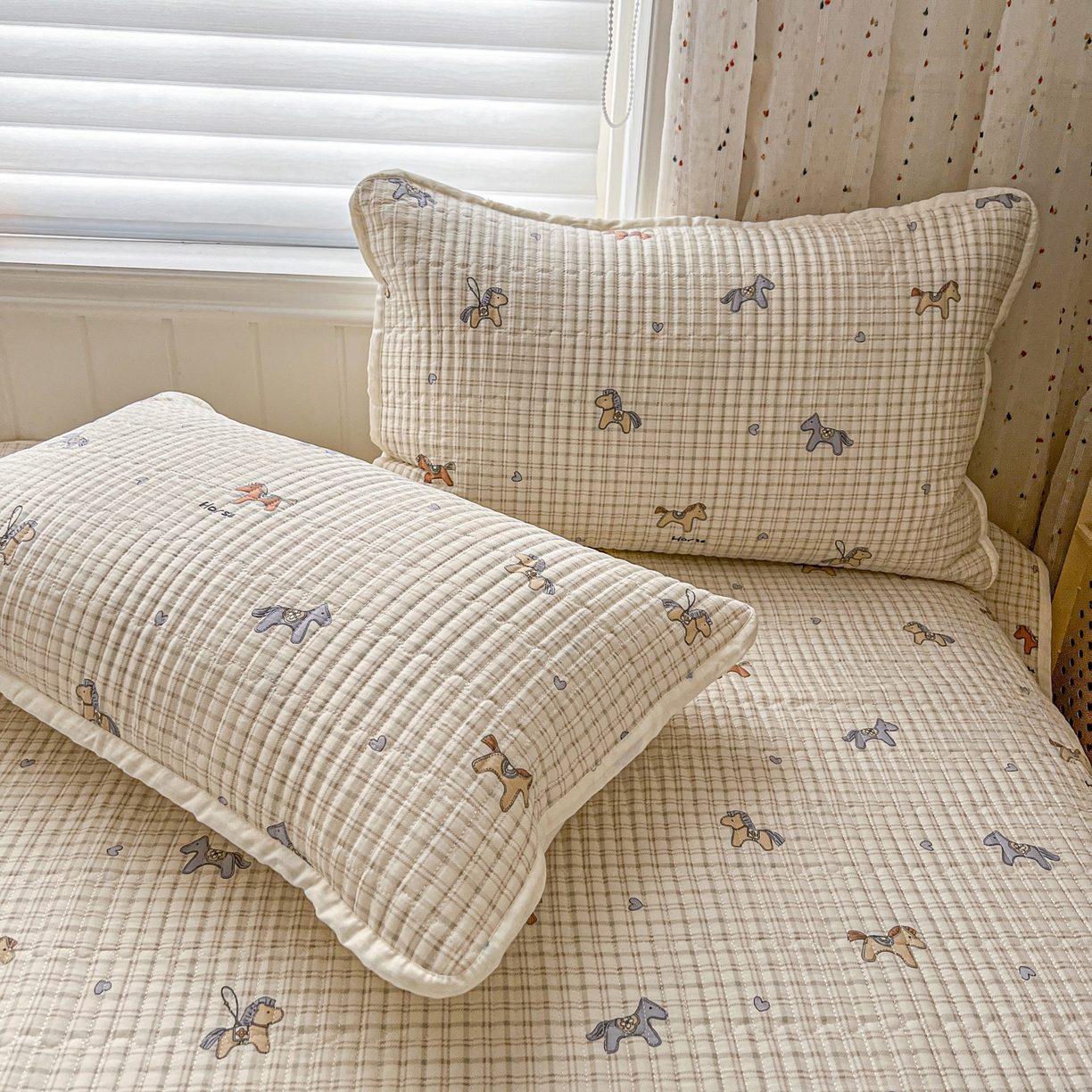 91家纺网 家纺一手货源 找家纺 舒居家纺 2026春夏新款双面全棉单床盖 床盖单件 马到成功