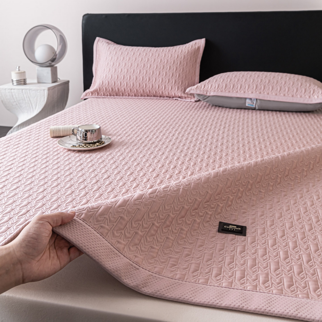 91家纺网 家纺一手货源 找家纺 （总）耐思家纺 2026新款A类复合三明治PE乙纶提花冰豆豆凉席床笠海之恋系列（提供买家秀）