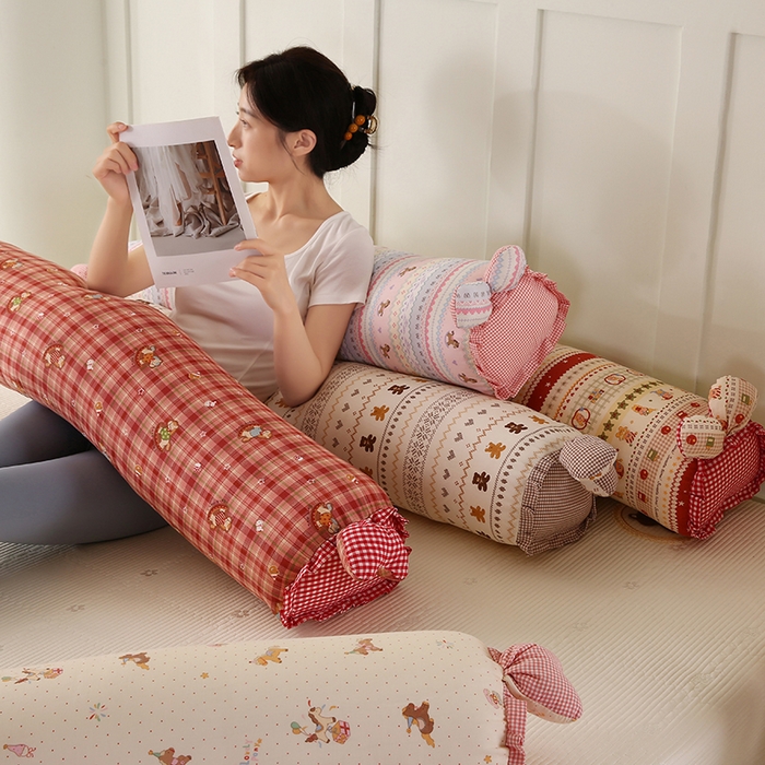 91家纺网 家纺一手货源 找家纺 （总）蔻眠 全棉印花双层纱长抱枕夹腿抱枕长枕芯儿童学生成人枕头