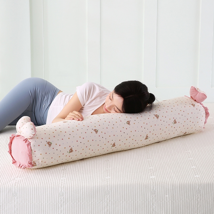 91家纺网 家纺一手货源 找家纺 蔻眠 全棉印花双层纱长抱枕夹腿抱枕长枕芯儿童学生成人枕头 星星小熊