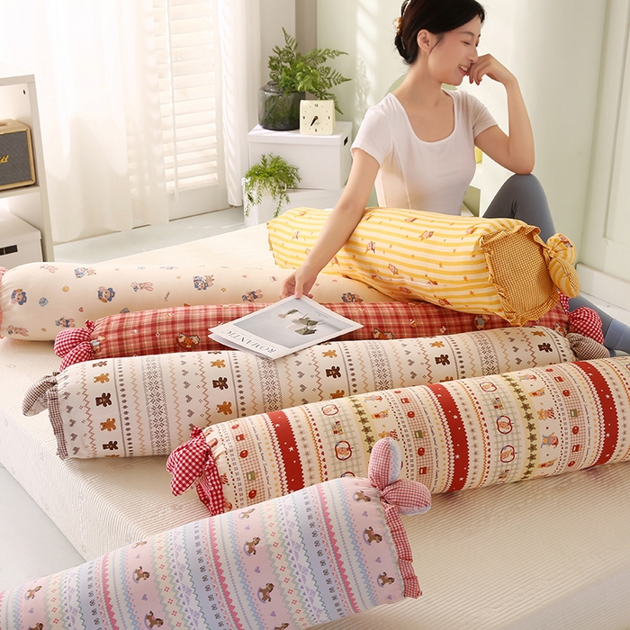 蔻眠 全棉印花双层纱长抱枕夹腿抱枕长枕芯儿童学生成人枕头 主图