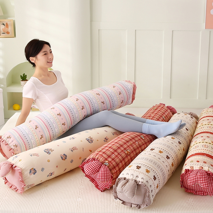 91家纺网 家纺一手货源 找家纺 蔻眠 全棉印花双层纱长抱枕夹腿抱枕长枕芯儿童学生成人枕头 主图