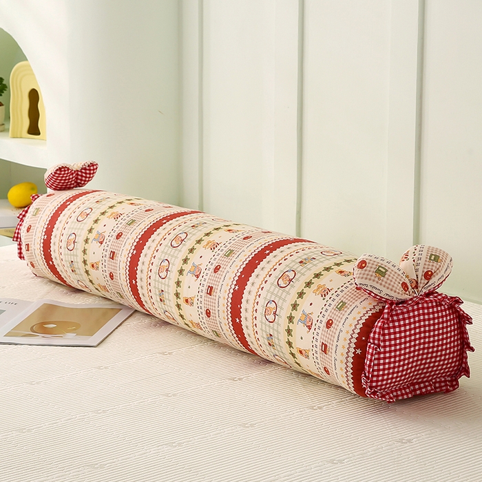 91家纺网 家纺一手货源 找家纺 蔻眠 全棉印花双层纱长抱枕夹腿抱枕长枕芯儿童学生成人枕头 红苹果星星