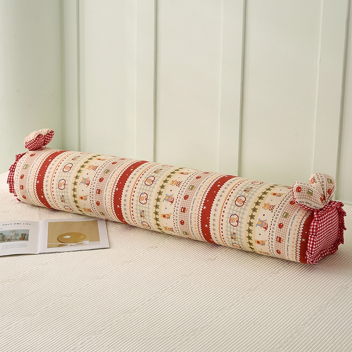 91家纺网 家纺一手货源 找家纺 蔻眠 全棉印花双层纱长抱枕夹腿抱枕长枕芯儿童学生成人枕头 红苹果星星