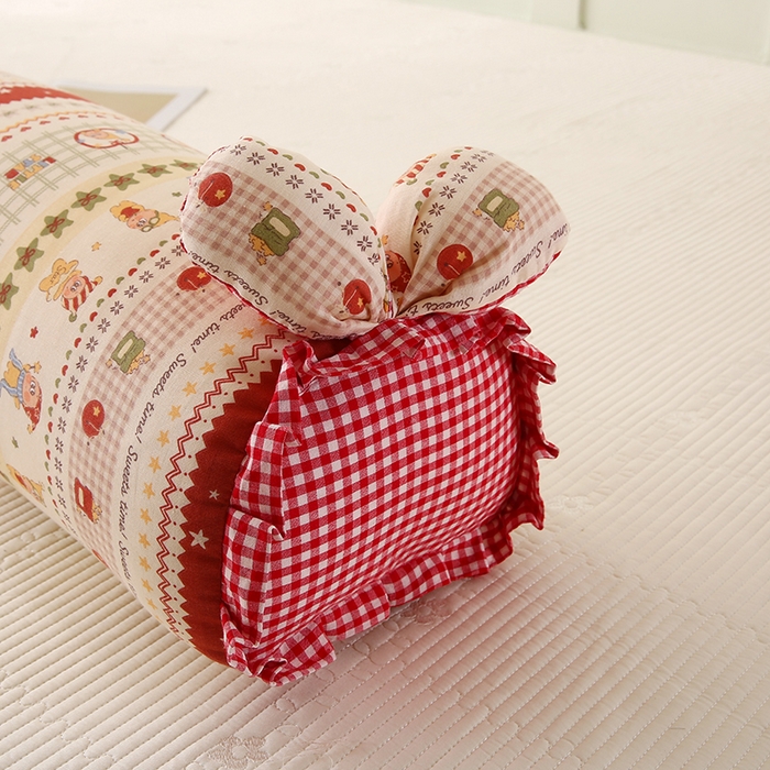 91家纺网 家纺一手货源 找家纺 蔻眠 全棉印花双层纱长抱枕夹腿抱枕长枕芯儿童学生成人枕头 红苹果星星