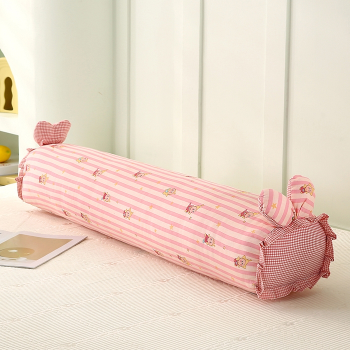 91家纺网 家纺一手货源 找家纺 蔻眠 全棉印花双层纱长抱枕夹腿抱枕长枕芯儿童学生成人枕头 粉星星