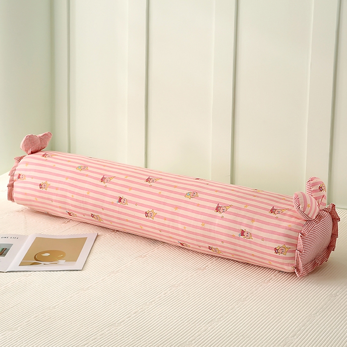 91家纺网 家纺一手货源 找家纺 蔻眠 全棉印花双层纱长抱枕夹腿抱枕长枕芯儿童学生成人枕头 粉星星