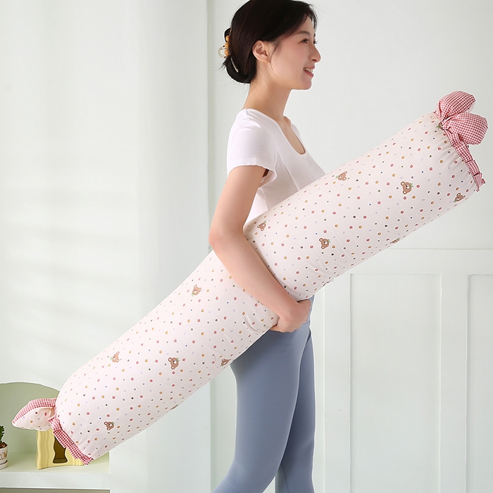 91家纺网 家纺一手货源 找家纺 蔻眠 全棉印花双层纱长抱枕夹腿抱枕长枕芯儿童学生成人枕头 星星小熊