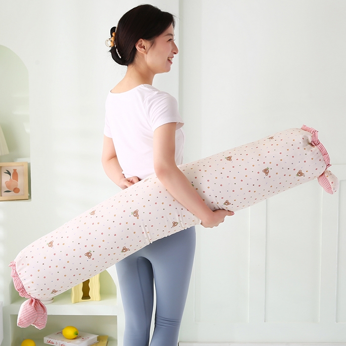 91家纺网 家纺一手货源 找家纺 蔻眠 全棉印花双层纱长抱枕夹腿抱枕长枕芯儿童学生成人枕头 星星小熊