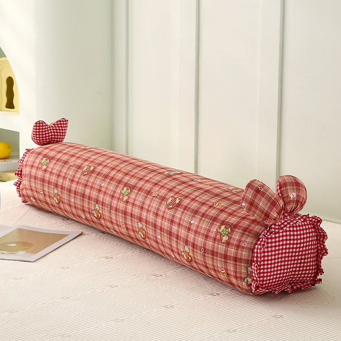 91家纺网 家纺一手货源 找家纺 蔻眠 全棉印花双层纱长抱枕夹腿抱枕长枕芯儿童学生成人枕头 红格木马