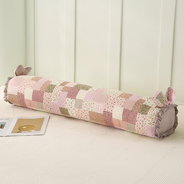 91家纺网 家纺一手货源 找家纺 蔻眠 全棉印花双层纱长抱枕夹腿抱枕长枕芯儿童学生成人枕头 粉拼格