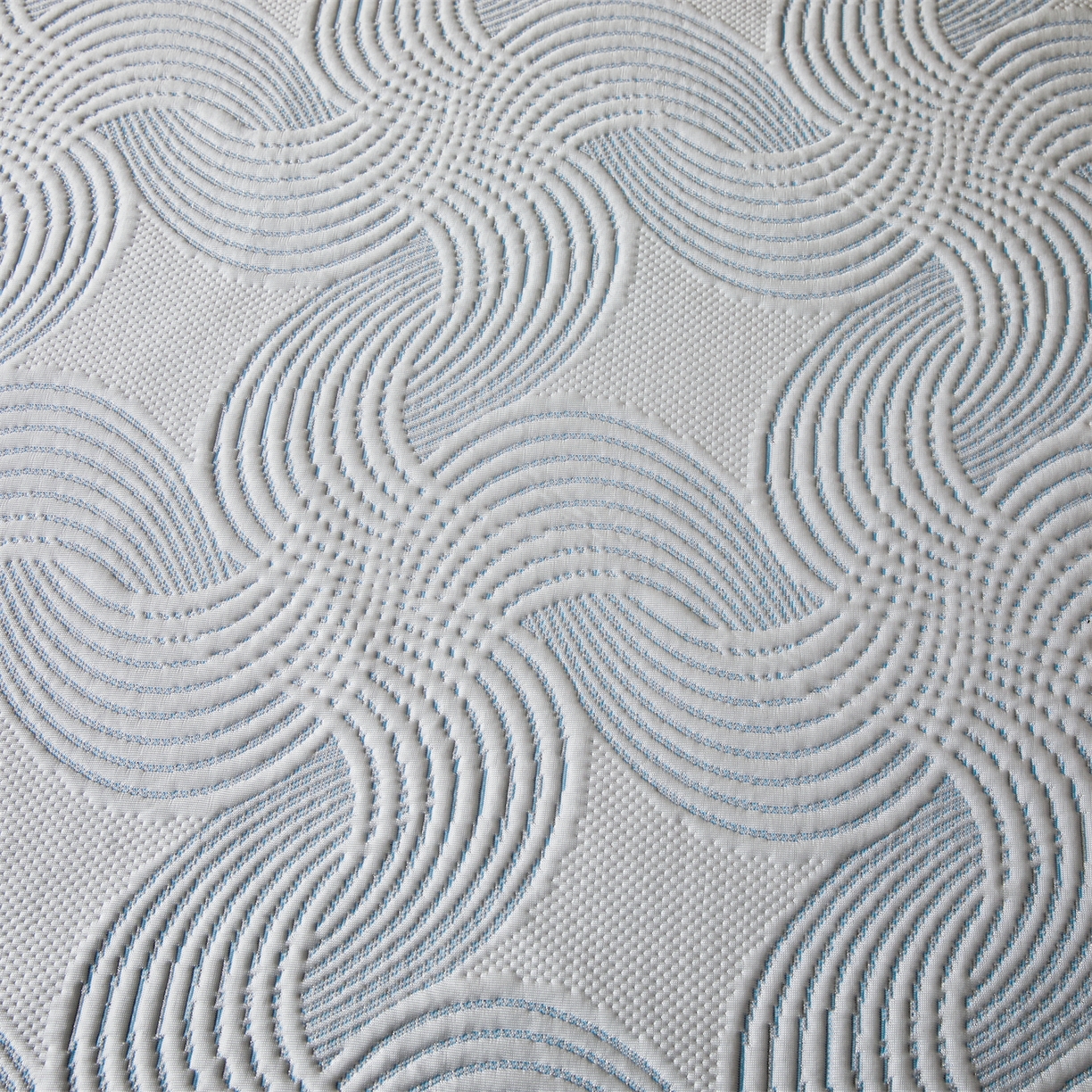 91家纺网 家纺一手货源 找家纺 耐思家纺 2026新款高端三明治硅胶复合PE乙纶提花冰豆豆凉席空调席韩版NIS系列（提供买家秀）床笠款 韩INS-回川蓝