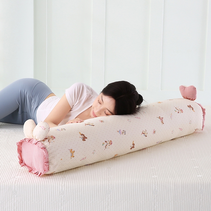 蔻眠 全棉印花双层纱长抱枕夹腿抱枕长枕芯儿童学生成人枕头 旋转木马