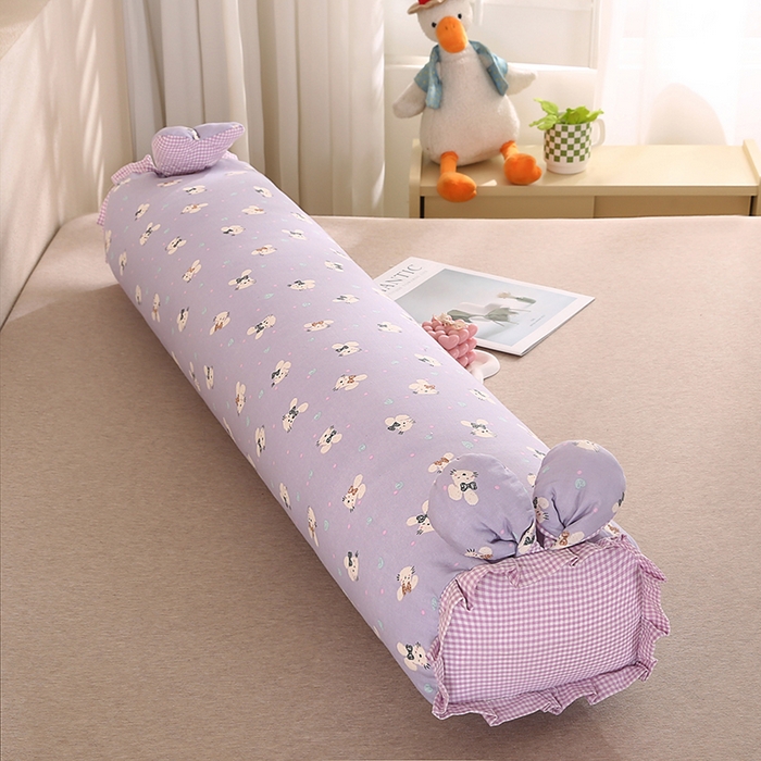 蔻眠 全棉印花双层纱长抱枕夹腿抱枕长枕芯儿童学生成人枕头 菲乐兔