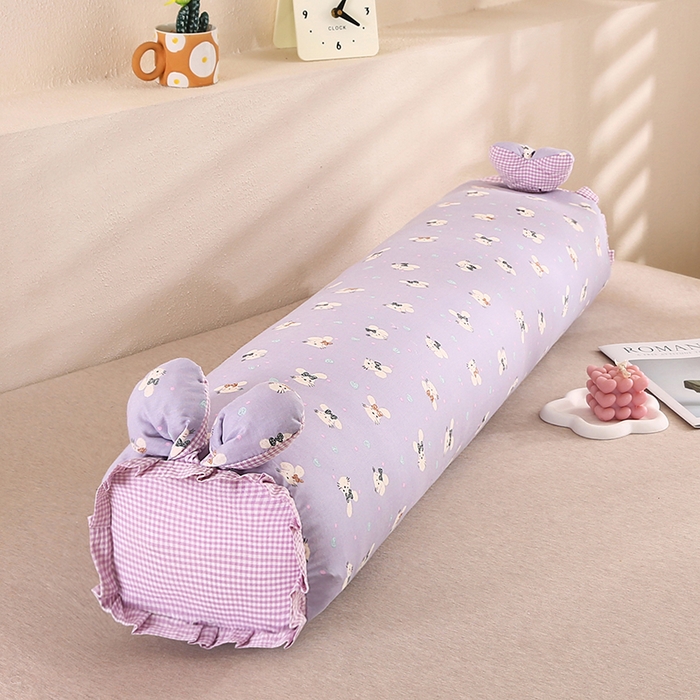 91家纺网 家纺一手货源 找家纺 蔻眠 全棉印花双层纱长抱枕夹腿抱枕长枕芯儿童学生成人枕头 菲乐兔